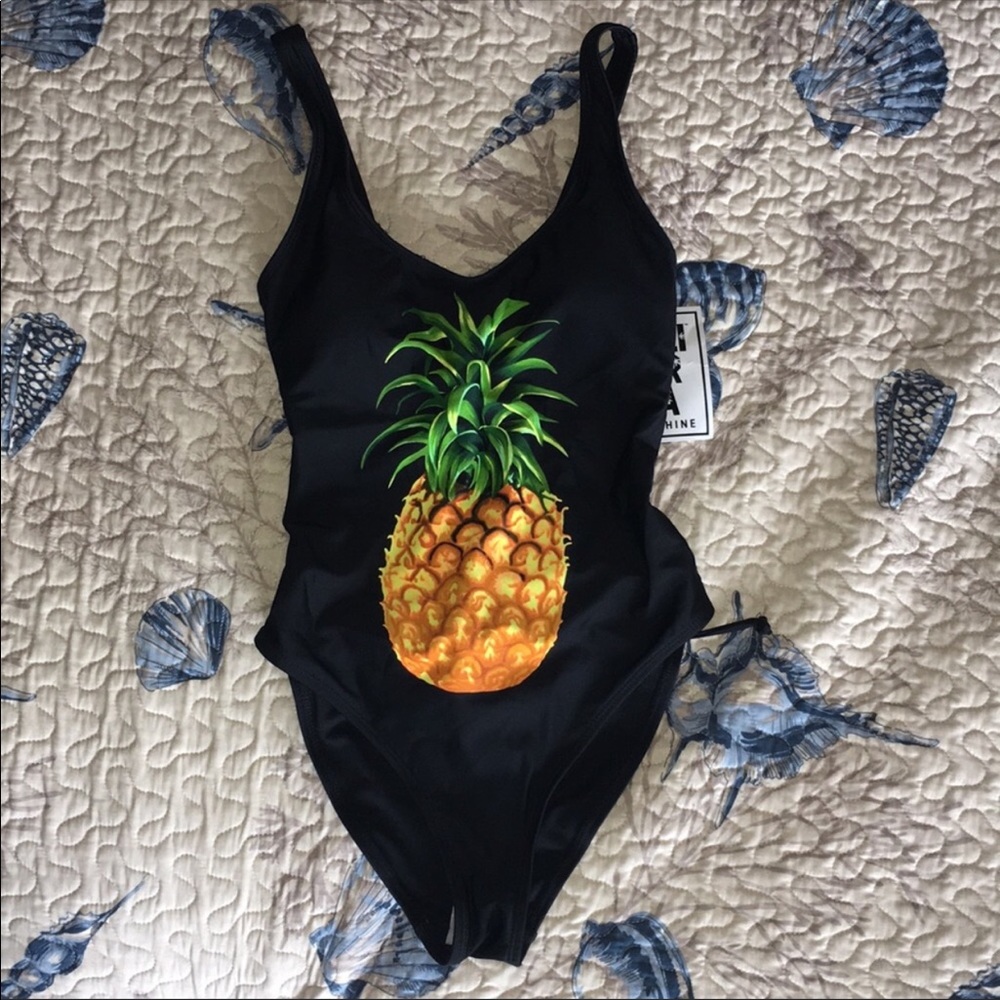 Pineapple Lace Up One Piece Swimsuit - Picture 4 of 5